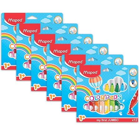 Maped Color Peps My First Safety Tip Ultrawashable Markers, 12 Colors, 72PK 846020ZC